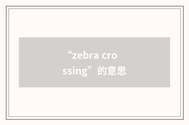 “zebra crossing”的意思
