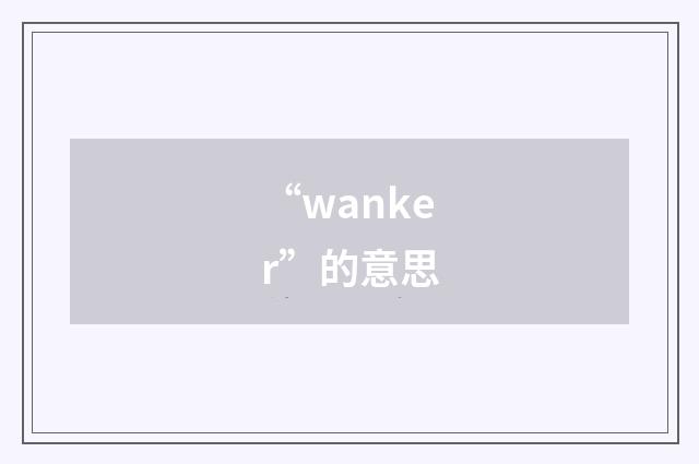 “wanker”的意思