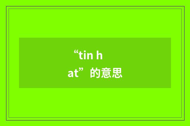 “tin hat”的意思