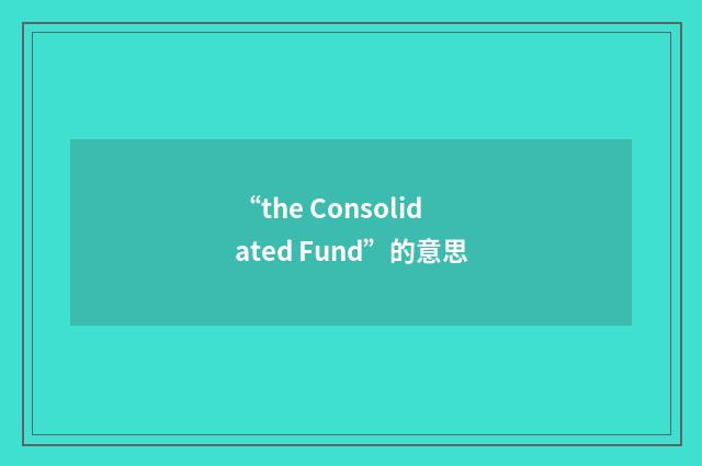 “the Consolidated Fund”的意思
