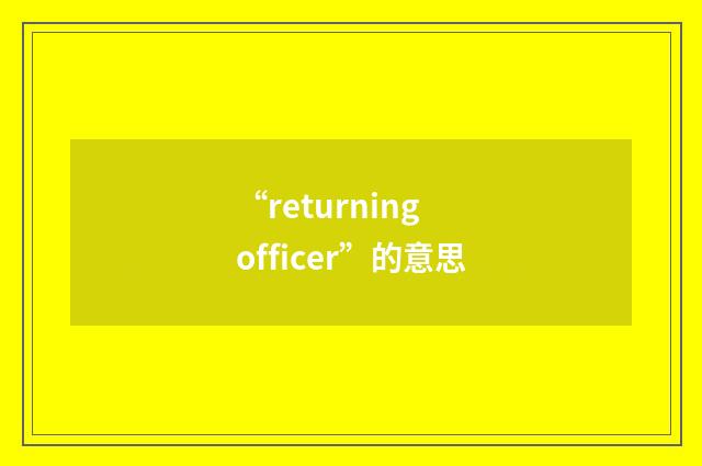 “returning officer”的意思