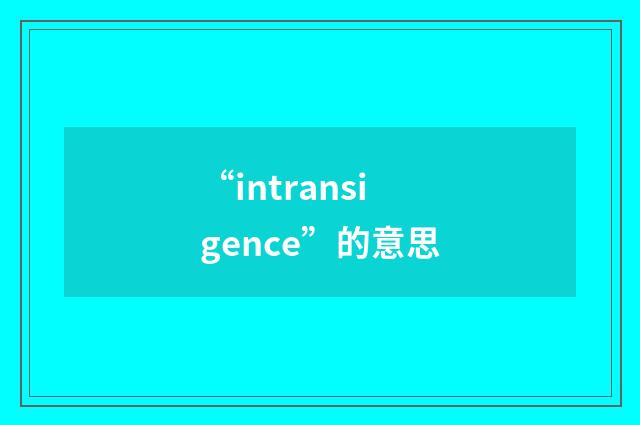 “intransigence”的意思