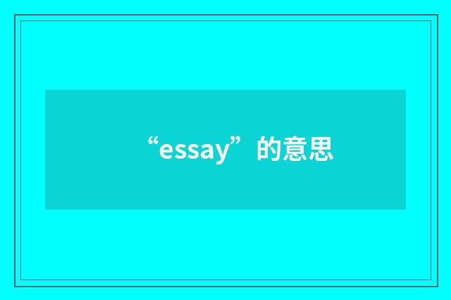 “essay”的意思