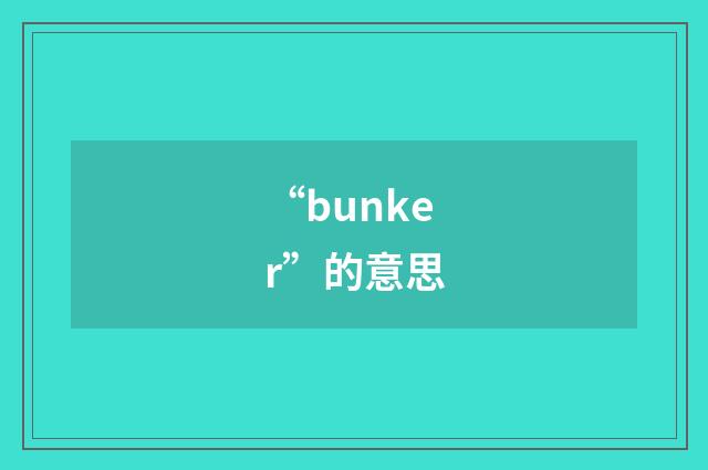 “bunker”的意思