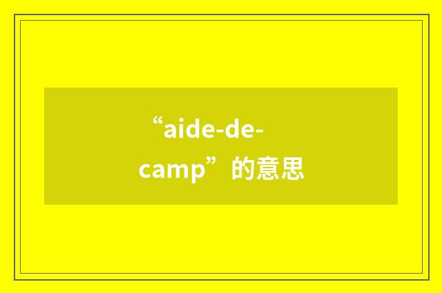 “aide-de-camp”的意思