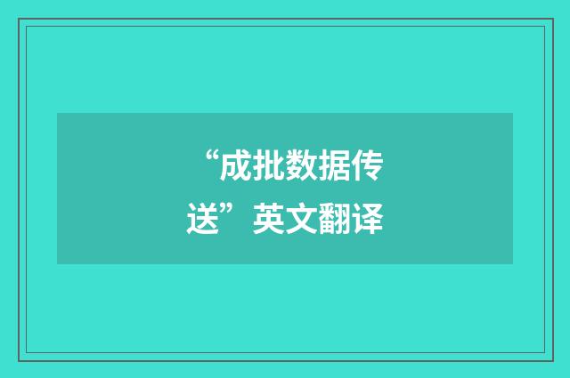 “成批数据传送”英文翻译