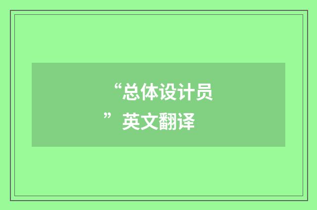 “总体设计员”英文翻译