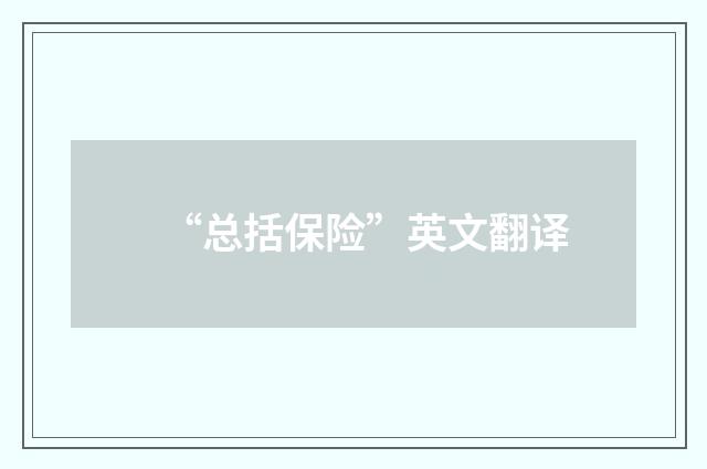 “总括保险”英文翻译