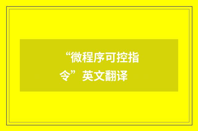“微程序可控指令”英文翻译