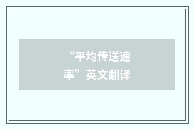 “平均传送速率”英文翻译