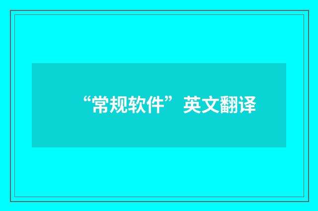 “常规软件”英文翻译