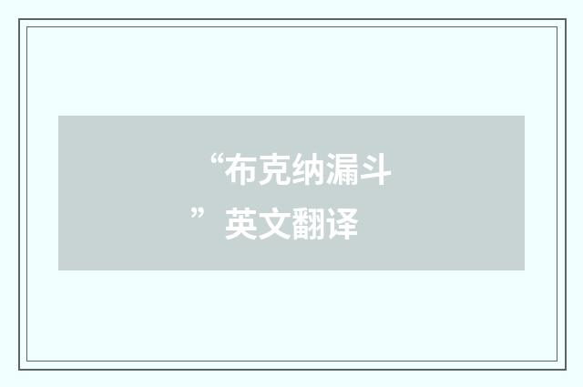 “布克纳漏斗”英文翻译
