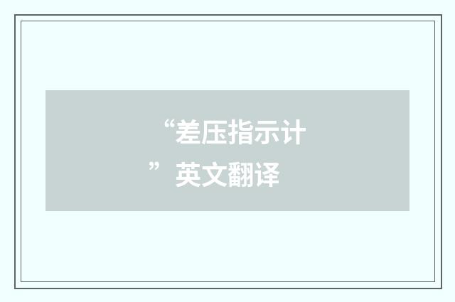 “差压指示计”英文翻译