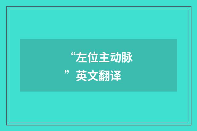 “左位主动脉”英文翻译