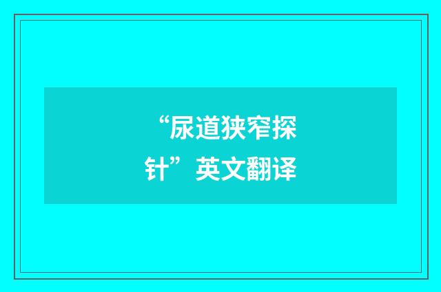 “尿道狭窄探针”英文翻译