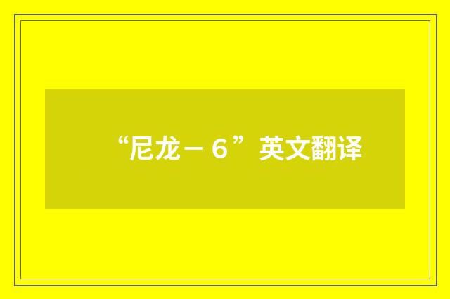 “尼龙－６”英文翻译