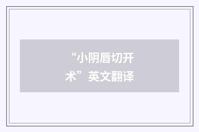 “小阴唇切开术”英文翻译