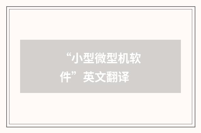 “小型微型机软件”英文翻译