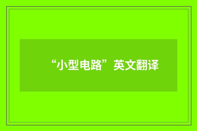 “小型电路”英文翻译