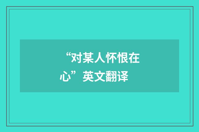 “对某人怀恨在心”英文翻译
