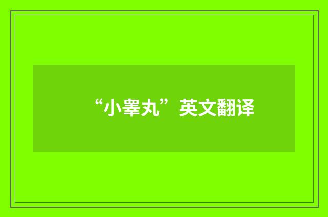 “小睾丸”英文翻译