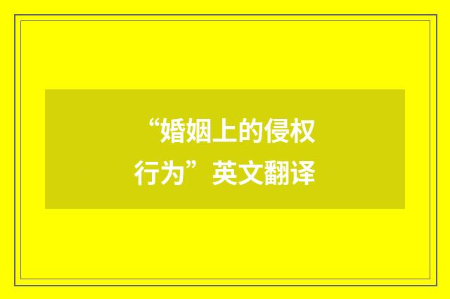 “婚姻上的侵权行为”英文翻译