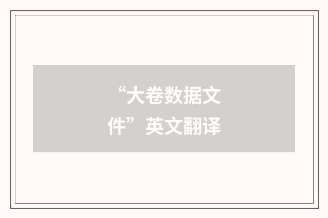 “大卷数据文件”英文翻译