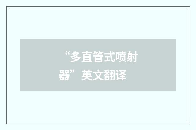 “多直管式喷射器”英文翻译