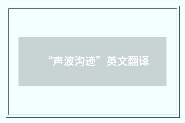 “声波沟迹”英文翻译
