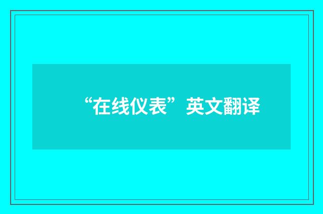 “在线仪表”英文翻译