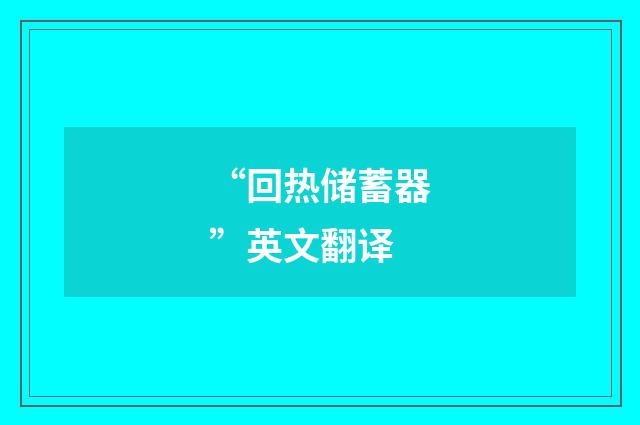 “回热储蓄器”英文翻译