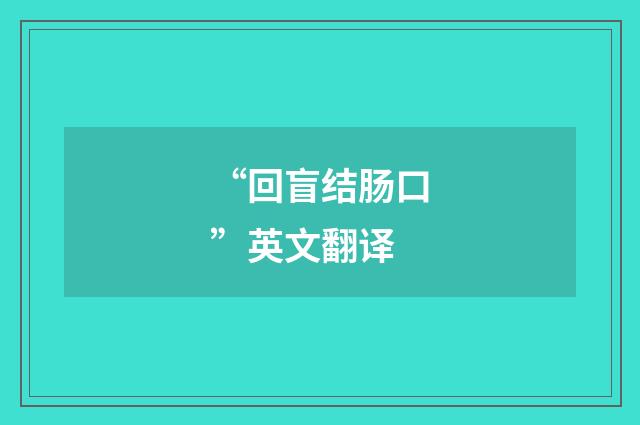 “回盲结肠口”英文翻译
