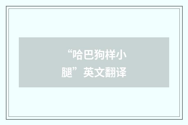 “哈巴狗样小腿”英文翻译