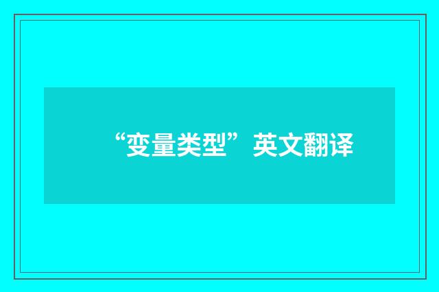 “变量类型”英文翻译