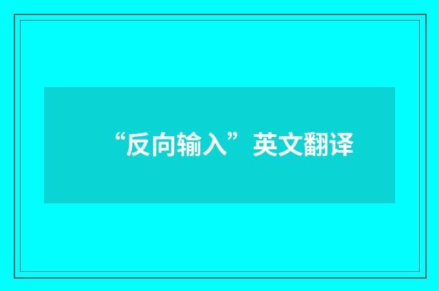 “反向输入”英文翻译
