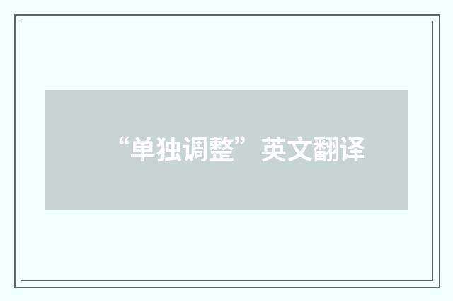 “单独调整”英文翻译