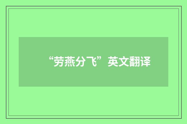 “劳燕分飞”英文翻译