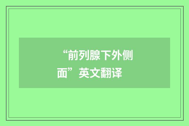 “前列腺下外侧面”英文翻译