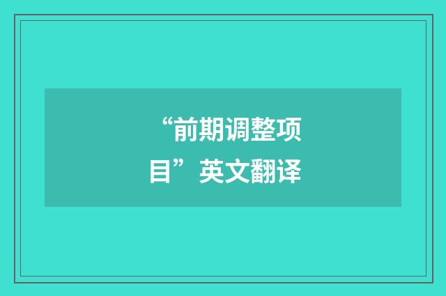“前期调整项目”英文翻译