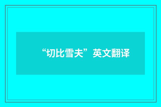 “切比雪夫”英文翻译