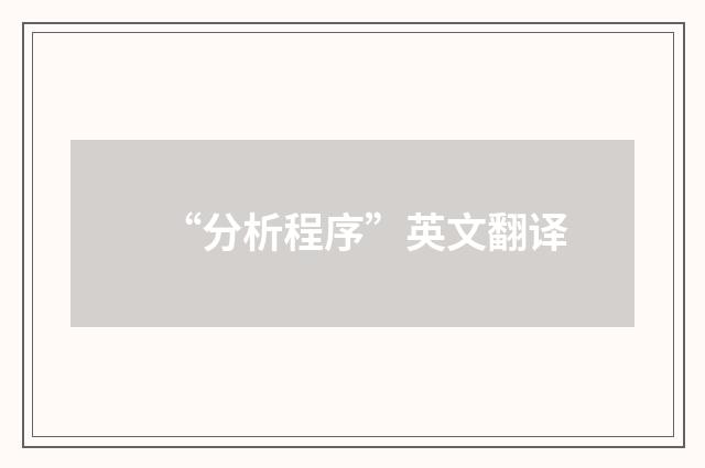 “分析程序”英文翻译