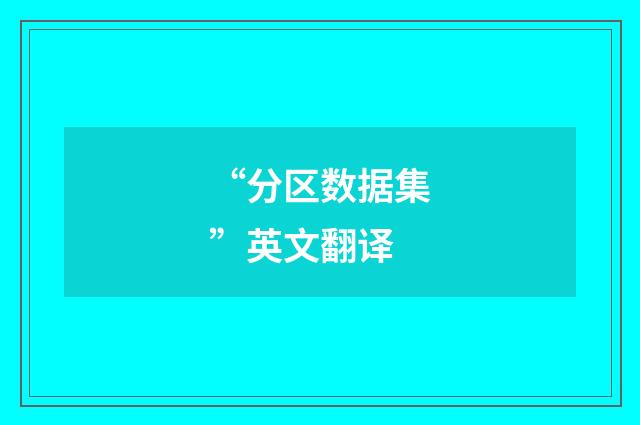 “分区数据集”英文翻译