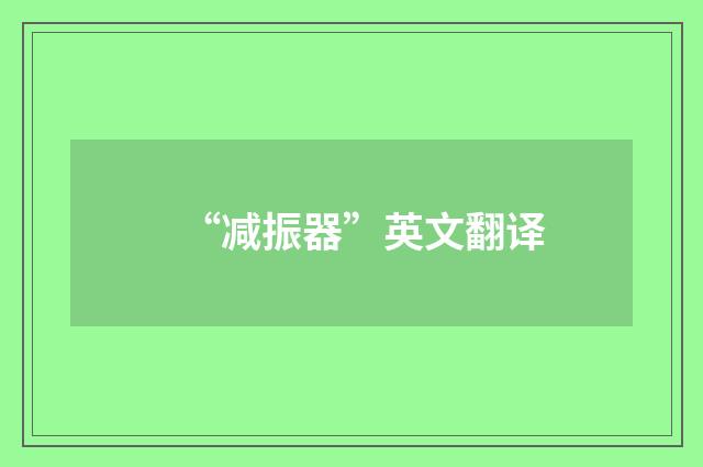 “减振器”英文翻译