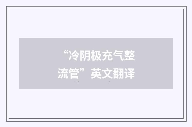 “冷阴极充气整流管”英文翻译