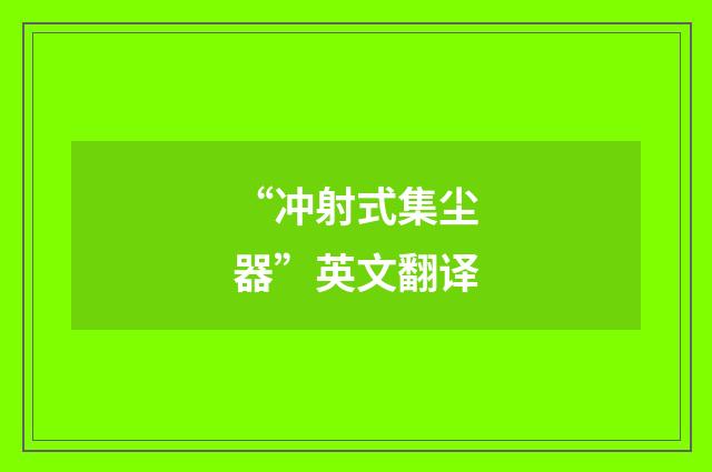 “冲射式集尘器”英文翻译