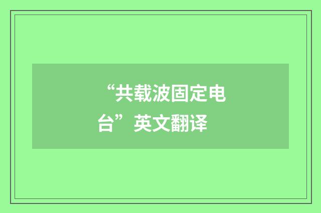 “共载波固定电台”英文翻译