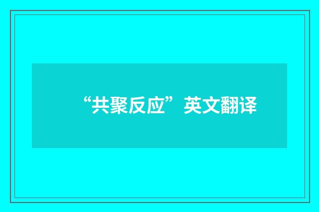 “共聚反应”英文翻译