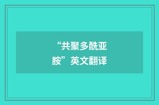 “共聚多酰亚胺”英文翻译
