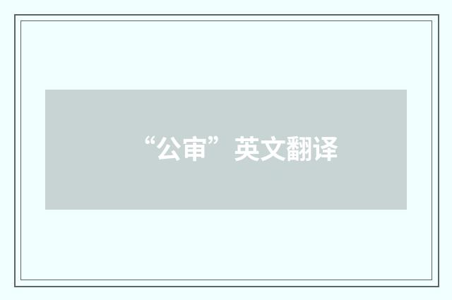 “公审”英文翻译