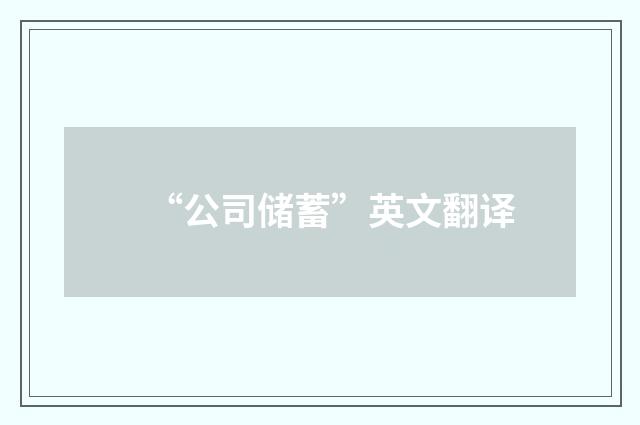 “公司储蓄”英文翻译